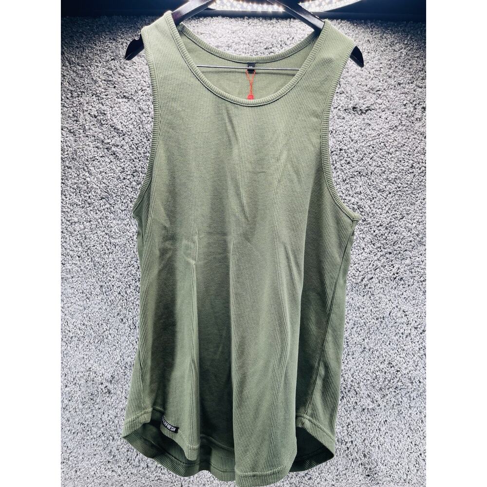 Superfresh Men's Muscle Tank Waffle Knit Crew Neckline Sleeveless Green XLarge